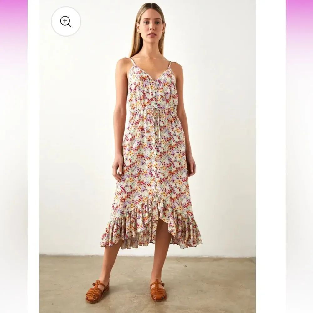 Rails Frida Fleur Floral Meadow Midi Dress Boho Peasant Romantic Bohemian MED